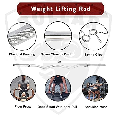 BULLAR Home Gym Set, Home Gym Combo, Home Gym Equipments for Men, Home Gym Kit with 16Kg Weight Plates, 5ft Straight Rod and 3ft curl Rod, 1 Pair Dumbbell rods & Accessories 4
