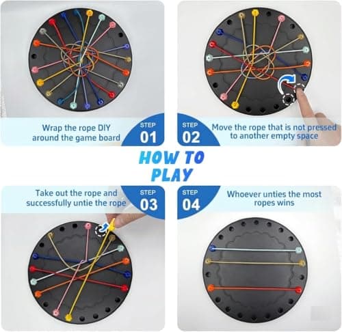 ROSTON Rope Untangling Puzzle Game for Kids & Adults | 10-in-1 Twisted Rope Brain Teaser Set | Educational Strategy Toy for Family, Travel & Party Fun | Multi-Level Logic & Skill Challenge 3