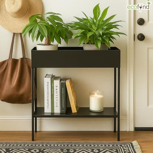 ecofynd Zane Planter Box, 2- Tier Elevated Outdoor - 25 Inch Durable Raised Garden Bed for Herbs, Flowers & Vegetables - Stylish Plant Pots for Patio Decor & Backyard Gardening - Narrow Plant Stand 5