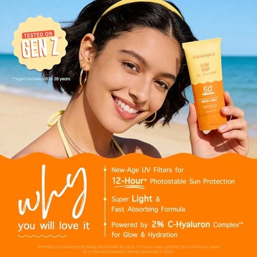 Aqualogica Glow+ Dewy Gel Sunscreen - 80 g x 2 | SPF 50+ PA++++ | In-Vivo Tested | New-age Filters | 12-Hour* Sun Protection | Tan Protection | For Bright & Hydrated Skin | Fragrance-Free & No White C 5