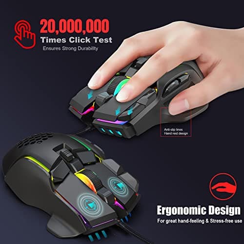 FABLOFT S700 USB Wired Gaming Mouse up to 12800 DPI for Windows for PC and Notebook|Computers/Tablets & Networking | Keyboards, Mice & Pointers | Mice, Trackballs & Touchpads|1 Piece Mouse 2