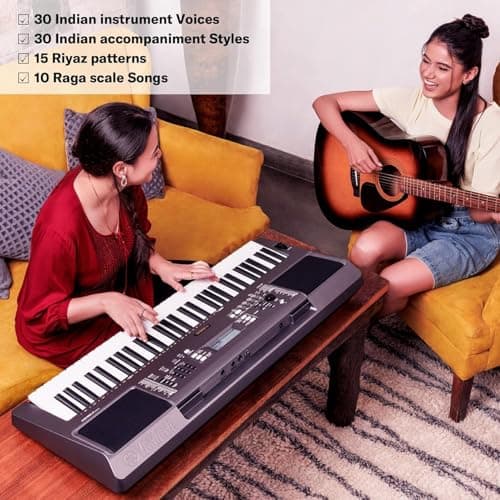 Yamaha PSR-I300 61 Keys Digital Piano Keyboard with Indian Rhythms, Blueberry KB-50 Bag, R-12 Stand, Dust Cover and Adapter 4