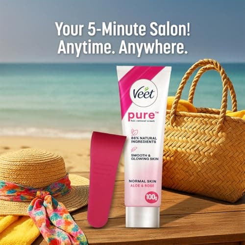 Veet Pure Hair Removal Cream for Women For Normal Skin - 100g | Suitable for Legs, Underarms, BikinI, Arms | Long Lasting Smoothness | Derma Tested 4