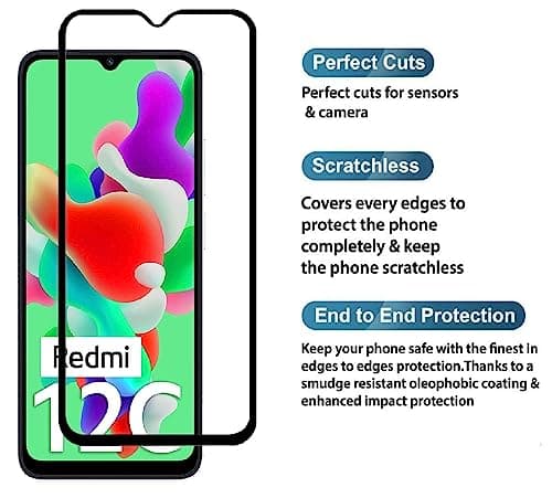 JGD PRODUCTS for Redmi 12C, Poco C55 (2023) Tempered glass with Full Edge Protection and Easy Installation Kit 3