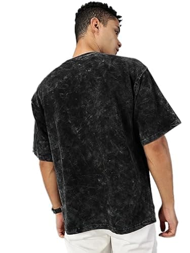 boffi ... 100% Cotton Oversized T-Shirt Unisex Drop Shoulder Dye Washed Street Look Black Pack of 1 (in, Alpha, L, Regular, Black) 2