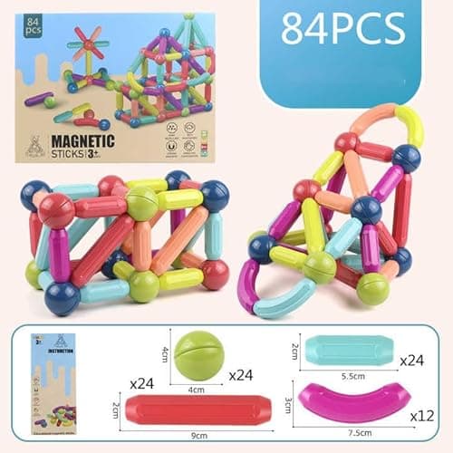 PRIME DEALS Magnetic Sticks Building Blocks for Kids Toys for Girls | Magnetic Toys for Boys Age 3+ Year 4 5 6 7 8 10 12 14 Old Educational Stem Learning Magnet Stick with Balls Game Set (84 PCS). 5
