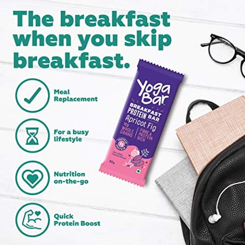 Yogabar Breakfast Protein Bars, 12 Bars | Easy & Convenient Breakfast On-the-GO | High in Protein & Fibre | Quick Protein Snack that helps in Weight Loss Management (12 Bars, Variety Pack) 4