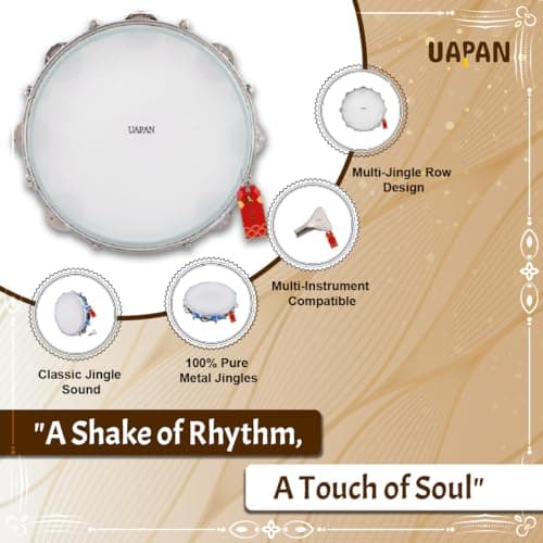 UAPAN Dafli Musical Instrument Dafli/Tambourine 10 inch Hand Percussion Musical Instrument (Blue tambourine) 5