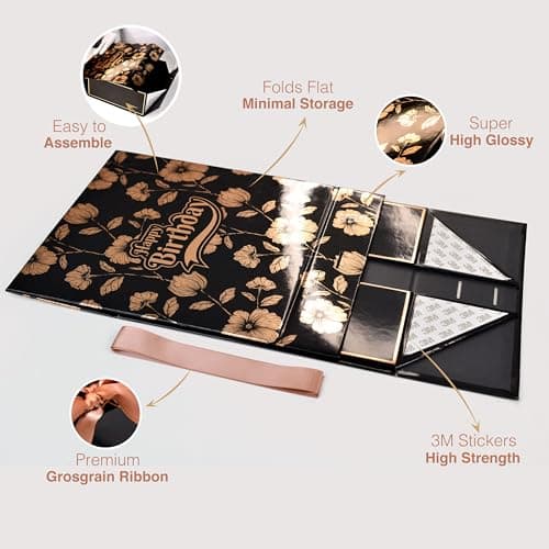 RBS® - MEDIUM Birthday Gift Boxes (26 x 26 x 10cm) Empty Gift Box for Packing (1 Pack) Holding Upto 8kg Hamper Boxes for Gift Empty Multipurpose Birthday Gift for Couple Special (Chinese Peonies) 2