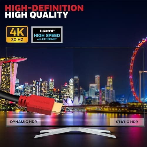Honeywell HDMI 1.4 Cable with Ethernet (32.8ft/10M) High Speed HDMI Cable 10.2GBPS | Supports 3D /4Kx2K Ultra High Definition | 3D Home Theatre | 3D Gaming | Black 4
