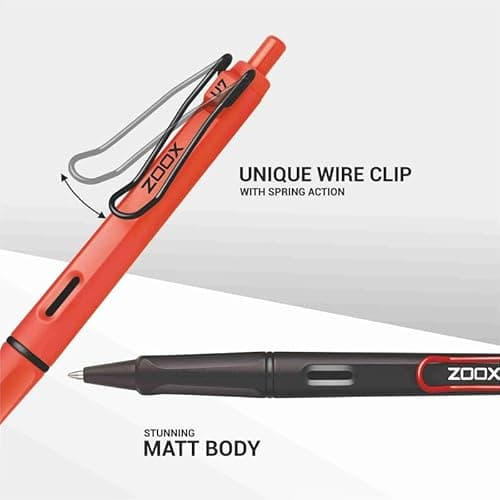FLAIR Zoox U7 Roller Gel Pen | Unique Wire Clip with Spring Action | Stunning Matt Body Minimalistic Design | 5 Unique Body Shades & Aesthetic Look | Blue Ink, Pack of 6 (Body Color May Vary) 3