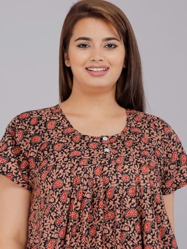 Rajeraj Cotton Women/Girls Nighty/Night Wear/Sleep Wear/Night Gown/Gown/Maxi-33 Brown 3