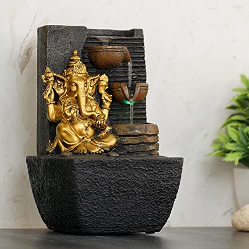 Global Grabbers Polyresin Table Top Indoor Outdoor Water Fall Fountain with LED Lights Home Decor Decoration Gift Gifting Items-GOL_BRO-SF21-(000) (MINI, GOL_BRO-SF21) 3