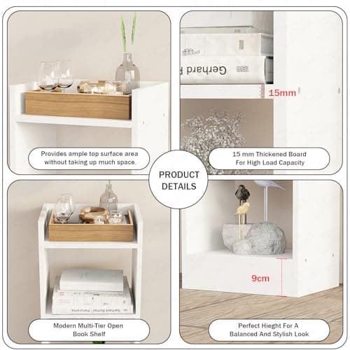 Lukzer 3 Layer Engineered Wood Multipurpose Rack Bookshelf Storage Organizer Stand (MR-010/White/80x33x22cm) - Modern White Bookshelf Storage for Home Organization 6