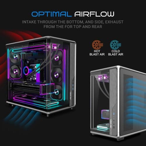 Ant Esports Crystal X8 Arc Mid Tower Gaming Cabinet | Panoramic 270° Tempered Glass, Supports BTF Back-Connect ATX Motherboards, Pre-Installed 8X 120mm ARGB Fans, 360mm AIO Support | Black 4