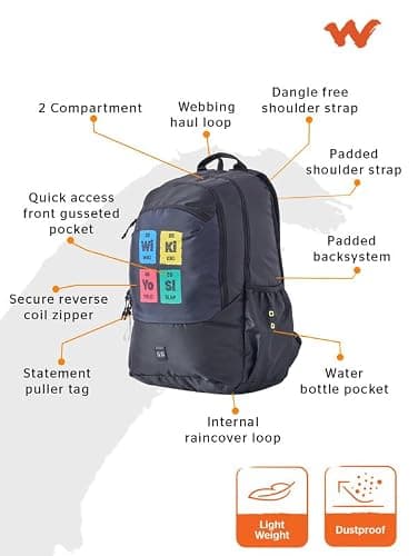 Wiki Stylish Unisex Backpack 2 Durable & Lightweight backpack for Men & Women | Backpack for Office, Gym, Travel (31.5 Litre, Black) 3
