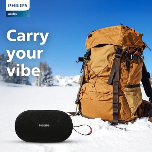 PHILIPS Audio TAS1400BK Wireless Bluetooth Speaker with Deep Bass, Passive Radiator, 12W Sound Output, 1200mAh Rechargable Battery, RGB Light Modes, 10H Playtime, Supports TF/USB/BT Modes (Black) 2