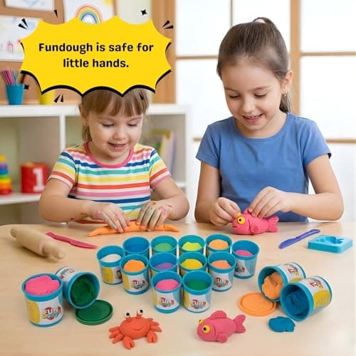 Fundough Funskool Box of Colours, Play Dough, Art and Craft Set for Kid, 12 Colorful Tubs of 50g Each (600g Total), Learning, Fun & Engaging, Multicolour, Gift Set for Kids, Age 3+ Years 5