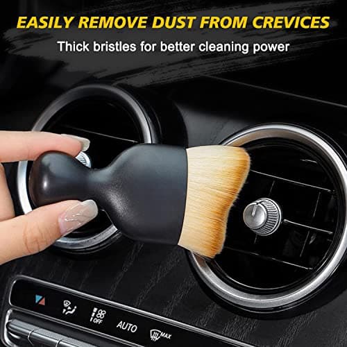 CUBIZ Polypropylene Scratch Free Car Interior Cleaning Tool Brush with Cover, Car Duster Brushes, Auto Interior Soft Bristles Cleaning Brush Dusting Tool for Car, Home, Office, Keyboard, Black 4