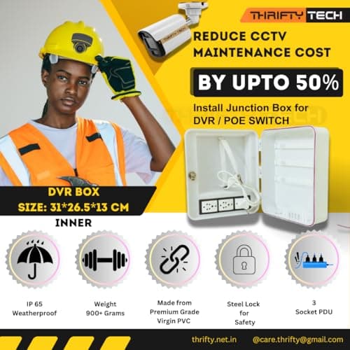 Thrifty Tech (Heavy Box Pack of 1) CCTV Camera fitting box | Mounting box | Junction box | Pvc box | Waterproof cc camera box. (POE BOX V3, 1) 2