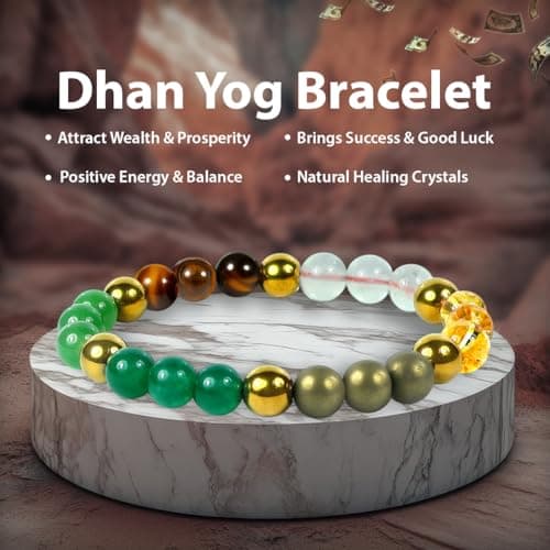 Reiki Crystal Products Certified Dhan Yog Bracelet Attracts Wealth and Financial Prosperity | Certificate of Authenticity | Wealth, Money Magnet, Dhanyog Bracelet for Men & Women 2