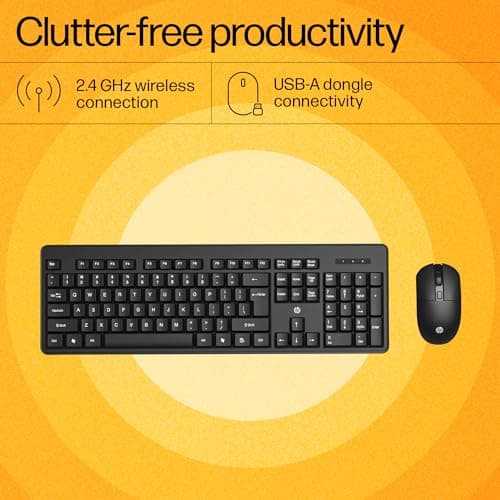 HP KM200 Wireless Mouse and Keyboard Combo, Full-Size Ergonomic Design, 3 Button and Built-in Scroll Wheel, 2.4 GHz Wireless connectio, 3 Years Warranty (7J4G8AA) 5