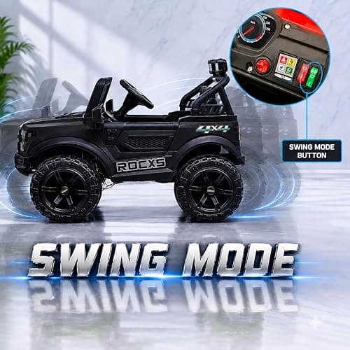 Wishmaster Driving 4 Motors with Bluetooth EV Jeeps for Kids 1, 2, 3, 4, 5, 6 Years | Remote + Steering + Mobile App Control | Ride on Car | Birthday Gift (Black) 3