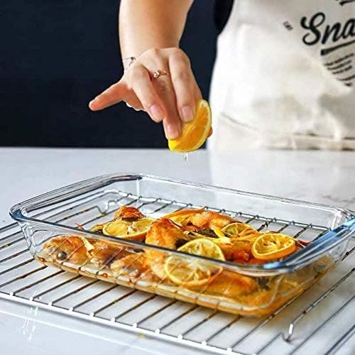 Femora Borosilicate Glass Baking Dish | 1 Year Warranty | Microwave Safe, Baking Tray for Microwave Oven, Oven Safe Cookware, Baking Dish for Oven, Transparent, Rectangle (Set of 1-1000 ml) 2