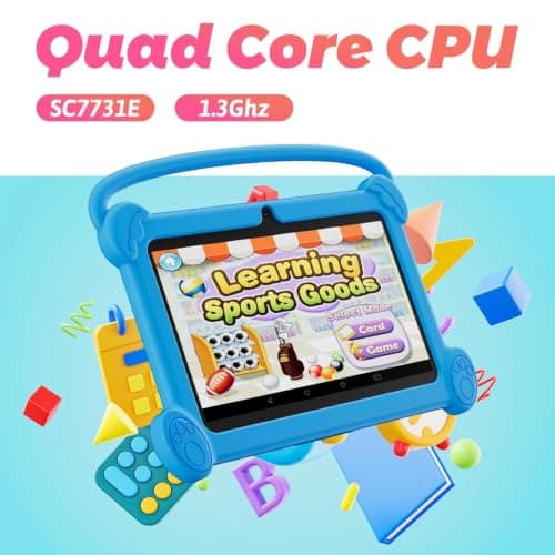 HAYUA Kids Tablet 7 inch 3-9 with Protective Case, 4GB RAM 32GB ROM, Toddler Tablets, Andriod Educational Learning Device,Prarent Control, Netflix,YouTube,aiwawa apps (Blue) 2