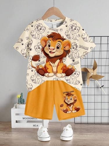 M.C Kids Dress for Boys | Cotton Half Sleeve Animal Printed T-shirt and Shorts Combo | Stylish Summer Wear Baby Boy Dress | Lightweight, Kids Dress Set (12-24 month) 3