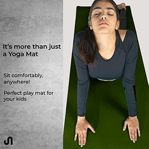 Bodyband Yoga Mat for Women and Men 4mm with Carry Strap EVA Material Extra Thick Exercise Mat for Workout Yoga Fitness Pilates and Meditation, Anti Tear Anti Slip For Home & Gym Use - Army Green 3