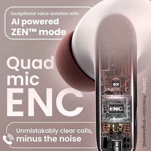 GOBOULT Y1 Pro Ear Buds Wireless with 60H Playtime, 4 Mics Calling, 45ms Latency Gaming, Made in India, 13mm Bass Driver Earbuds Buds TWS Bluetooth Wireless Earphones (Candy Cane) 6