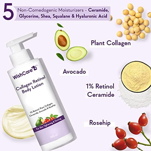 WishCare Collagen 1% Retinol Body Lotion - For Skin Tightening & Firming - With Niacinamide, Ceramide, Rosehip & Avocado - For Men & Women - 200 Ml 2
