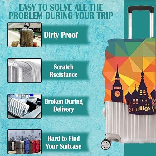 Handcuffs Luggage Cover Trolley Travel Covers, Washable Dust Proof Anti-Scratch Suitcase Protector (Multi Color Yellow, XL (31"-32")) 4