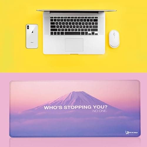 MYPCWALA Large Gaming Mouse Pad 80x30cm Extended Desk Mat, Motivational Mountain Design, Pink Purple Gradient, Water Resistant Surface, Non Slip Rubber Base, Reversible Laptop and PC Mouse Pad 4