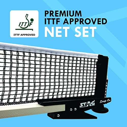 Stag Iconic Snap-On Table Tennis Net & Post Set | Professional Grade | Durable Alloy Steel Frame | Reinforced Cotton Net | Quick Clamp System | Portable Carry Bag | Indoor & Outdoor 3