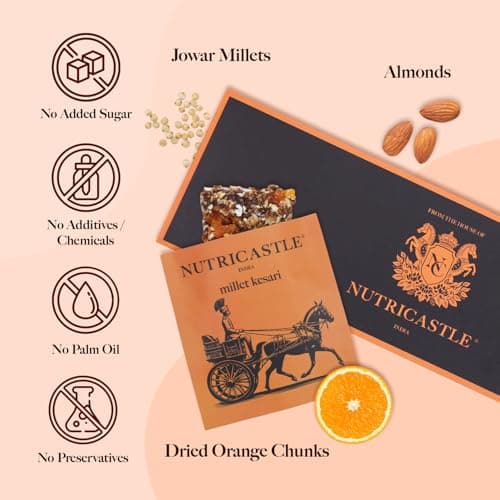 NutriCastle Millet Kesari Gourmet Superfood Bites | Jowar & Orange Snack | Naturally Sweet, No Added Sugar | High Fiber Millet Snack for Work, School & Travel | 48g (4 x 12g) 5
