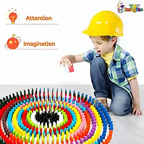 Toy Imagine 240 Pcs Wooden Domino Blocks Set for Kids – Educational Building Blocks in 12 Bright Colors – Toys for Boys & Girls Ages 2-5 Years – Skill Development, Stacking & Color Recognition 5