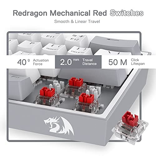 Redragon K617 Fizz 60% Wired RGB Gaming Keyboard, 61 Keys Compact Mechanical Keyboard w/White and Gr 5