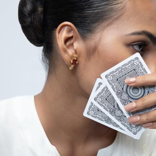 NISHANI 925 Sterling Silver Jewellery | KiraKira Suits Ruby Stone Jewellery with 14kt Gold Plating & CZ | Hypoallergenic & Anti-Tarnish Shine | Gift for Her & Women (Suits Earrings, One Size) 3