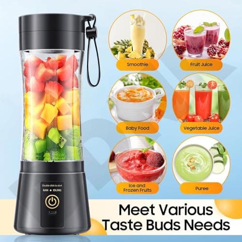6 Blade Juicer Mixer Grinder Mini, Portable Blender for Smoothies & Juices, USB Rechargeable Bottle Juicer Blender, Smoothie Maker, Milkshake Blenders 4