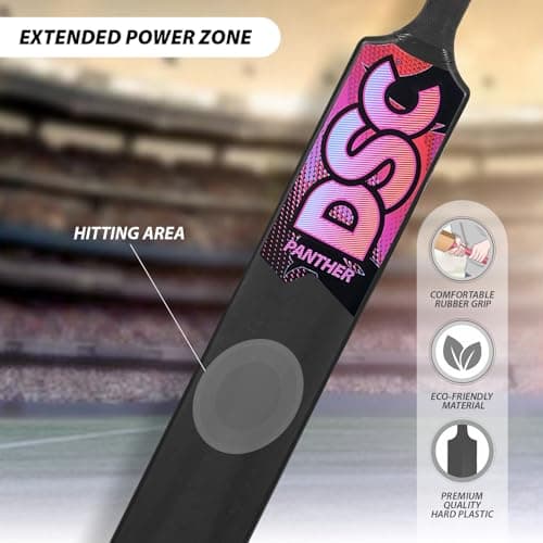 DSC Panther Plastic Cricket Bat - Ideal for Tennis and Gully/Turf Cricket Bat, Color-Black, Size-6 (12-15 Yrs) 3