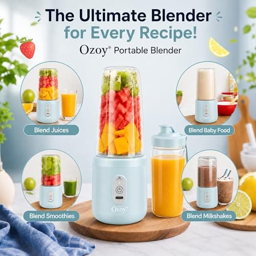 Juicer for Home ^ CITRODA Juicer Mixer Grinder with 1500mAh Battery, 6 Blades 3Gears Fast Blending, 2-Jar Capacity (400ml*2) | 40 Watts Bullet Rechargeable Portable Personal Juicer (Skyblue) 4