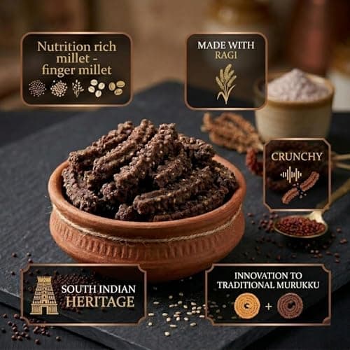 Eat India Company Ragi Murukku 240g(Pack of 2x120g) | Finger Millet Chakli | No Maida | No Added Sugar | Extra Crunchy | Premium | Kezhvaragu | South Indian Snack 3