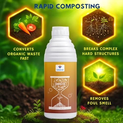 Utkarsh Composter for Quick Decomposition of Organic Waste Into Compost, Bio Waste Decomposer, Accelerate Decomposition of Kitchen, Garden Organic Waste | Set of 2 of 1 Litre; 2 Litre 2