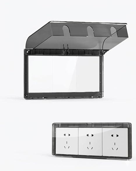 Waterproof Electrical Outlet Cover, Triple Socket, Transparent Flip-Up Protective Case, Indoor Outdoor Use (2)