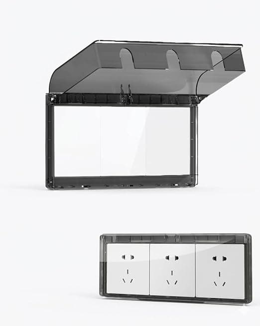 Waterproof Electrical Outlet Cover, Triple Socket, Transparent Flip-Up Protective Case, Indoor Outdoor Use (2)