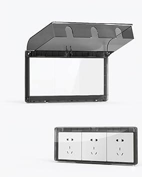 Waterproof Electrical Outlet Cover, Triple Socket, Transparent Flip-Up Protective Case, Indoor Outdoor Use (2)