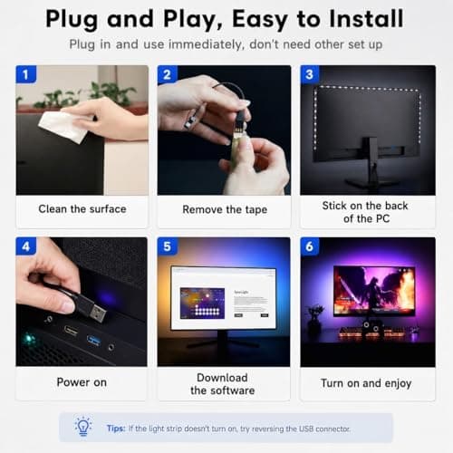 Pixel Sync Smart RGBIC PC Backlight for Monitors Up to 24-34 Inch | Monitor Sync & Music Sync | USB Powered Ambient Light | Only for PC, Not for TV | Ideal for Gaming & Desk Setup 4