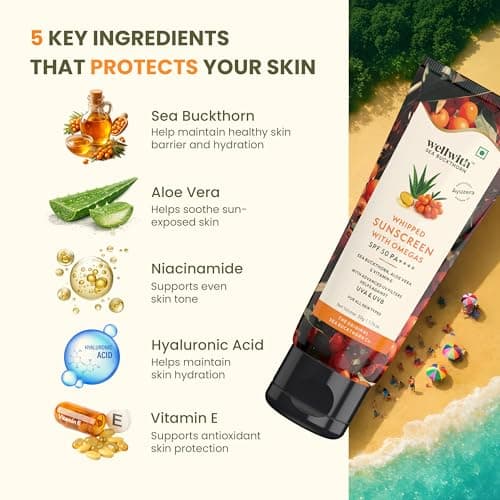 Wellwith by Ayuzera Sun Screen SPF 50, PA+++, Protection against UVA and UVB Rays, Oil free, Water Resistant (50ml, Pack of 1) 2